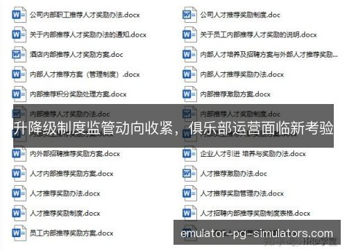 升降级制度监管动向收紧,俱乐部运营面临新考验 升降级制度监管动向收紧,俱乐部运营面临新考验